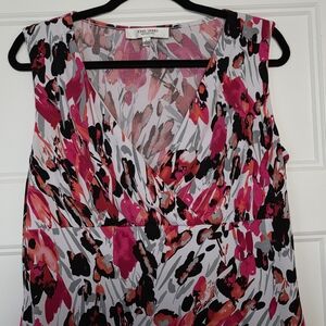 Jones Studio Vivid Pink and Black Patterned Blouse